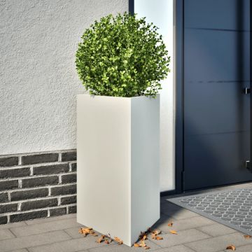 Gossi jardiniera de gradina, alb, 50x43x75 cm, otel, triunghiulara
