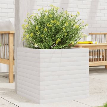 Gossi jardiniera de gradina, alb, 50x50x45,5 cm, lemn masiv de pin