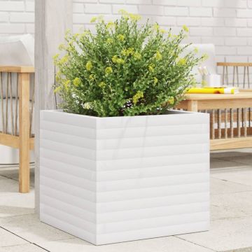 Gossi jardiniera de gradina, alb, 50x50x46 cm, lemn masiv de pin