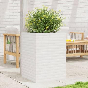 Gossi jardiniera de gradina, alb, 50x50x68,5 cm, lemn masiv de pin