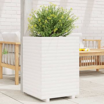 Gossi jardiniera de gradina, alb, 50x50x72 cm, lemn masiv de pin