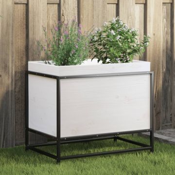 Gossi jardiniera de gradina, alb, 60x40x50 cm, lemn masiv de pin
