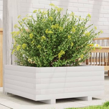 Gossi jardiniera de gradina, alb, 60x60x26,5 cm, lemn masiv de pin