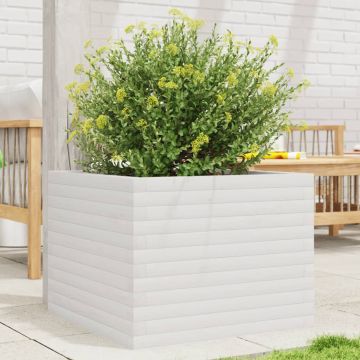 Gossi jardiniera de gradina, alb, 60x60x45,5 cm, lemn masiv de pin