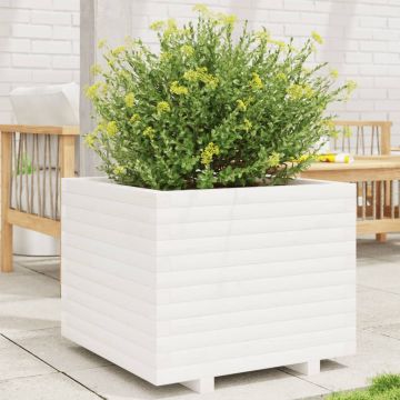 Gossi jardiniera de gradina, alb, 60x60x49,5 cm, lemn masiv de pin