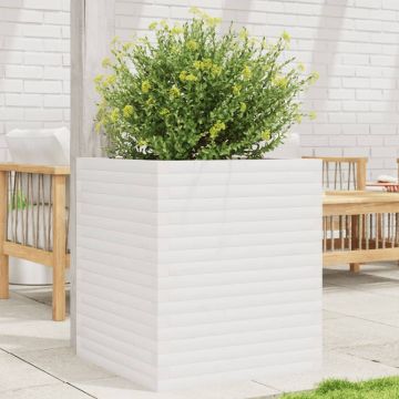 Gossi jardiniera de gradina, alb, 60x60x68,5 cm, lemn masiv de pin