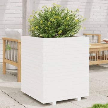Gossi jardiniera de gradina, alb, 60x60x72,5 cm, lemn masiv de pin