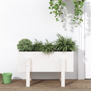 Gossi jardiniera de gradina, alb, 62x30x38 cm, lemn masiv de pin