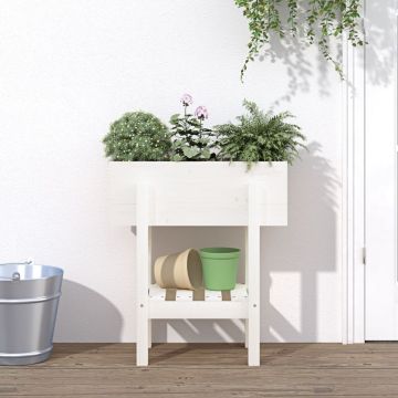 Gossi jardiniera de gradina, alb, 62x30x69 cm, lemn masiv de pin