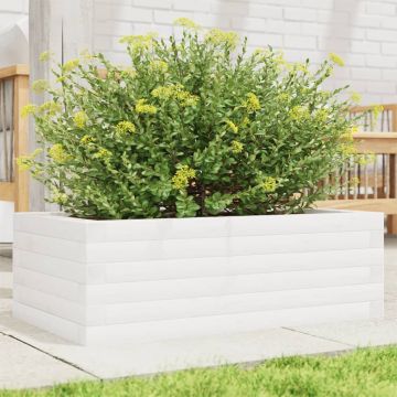 Gossi jardiniera de gradina, alb, 70x40x23 cm, lemn masiv de pin