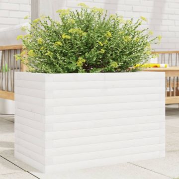 Gossi jardiniera de gradina, alb, 70x40x46 cm, lemn masiv de pin