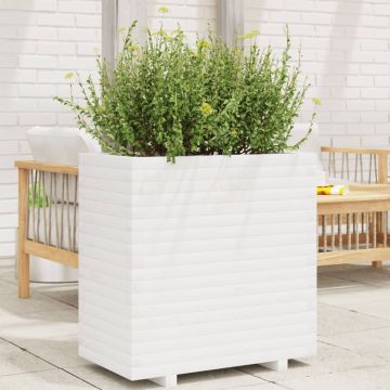 Gossi jardiniera de gradina, alb, 70x40x72 cm, lemn masiv de pin