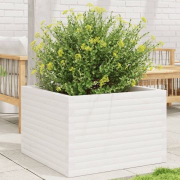 Gossi jardiniera de gradina, alb, 70x70x46 cm, lemn masiv de pin