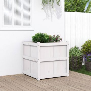 Gossi jardiniera de gradina, alb, 70x70x70 cm, lemn masiv de pin