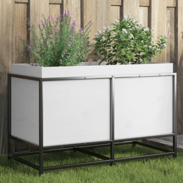 Gossi jardiniera de gradina, alb, 80x40x50 cm, lemn masiv de pin