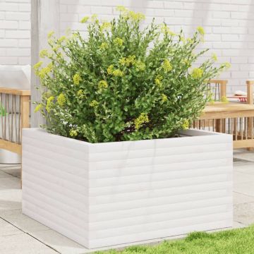 Gossi jardiniera de gradina, alb, 80x80x46 cm, lemn masiv de pin
