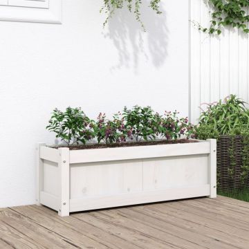 Gossi jardiniera de gradina, alb, 90x31x31 cm, lemn masiv de pin