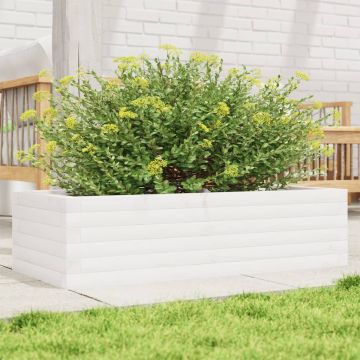 Gossi jardiniera de gradina, alb, 90x40x23 cm, lemn masiv de pin