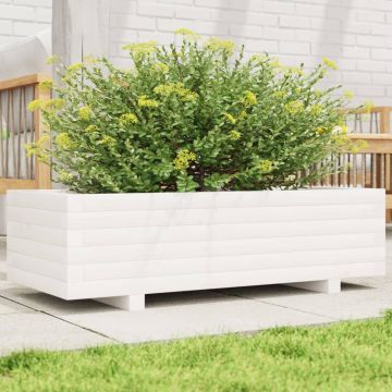 Gossi jardiniera de gradina, alb, 90x40x26,5 cm, lemn masiv de pin