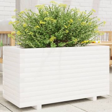 Gossi jardiniera de gradina, alb, 90x40x49,5 cm, lemn masiv de pin