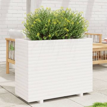 Gossi jardiniera de gradina, alb, 90x40x72,5 cm, lemn masiv de pin