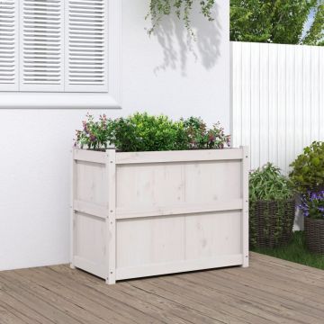 Gossi jardiniera de gradina, alb, 90x50x70 cm, lemn masiv de pin