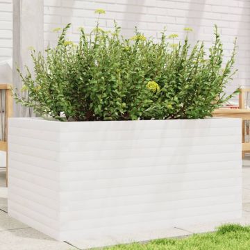 Gossi jardiniera de gradina, alb, 90x60x45,5 cm, lemn masiv de pin