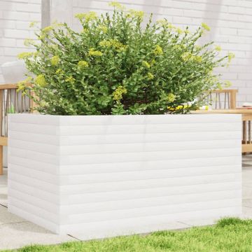 Gossi jardiniera de gradina, alb, 90x60x46 cm, lemn masiv de pin