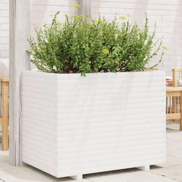 Gossi jardiniera de gradina, alb, 90x60x72 cm, lemn masiv de pin