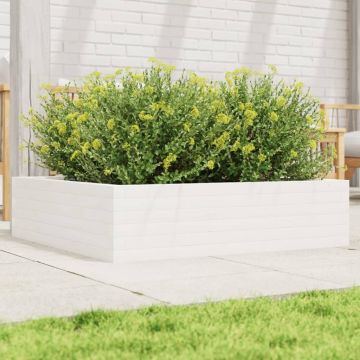 Gossi jardiniera de gradina, alb, 90x90x23 cm, lemn masiv de pin