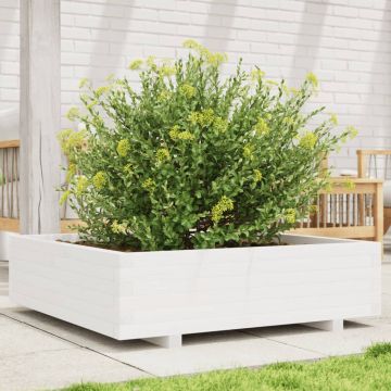 Gossi jardiniera de gradina, alb, 90x90x26,5 cm, lemn masiv de pin
