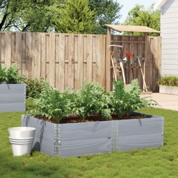 Gossi jardiniera de gradina, gri, 150x100 cm, lemn masiv pin