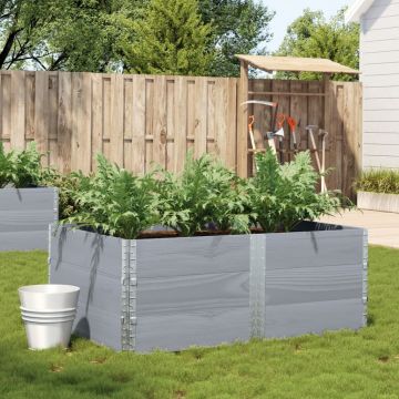 Gossi jardiniera de gradina, gri, 150x100 cm, lemn masiv pin
