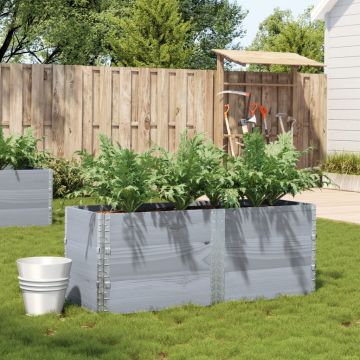 Gossi jardiniera de gradina, gri, 150x50 cm, lemn masiv pin