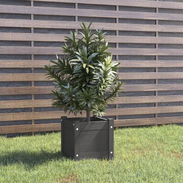 Gossi jardiniera de gradina, gri, 31x31x31 cm, lemn masiv de pin