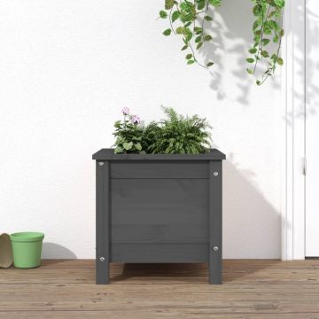 Gossi jardiniera de gradina, gri, 40x40x39 cm, lemn masiv pin