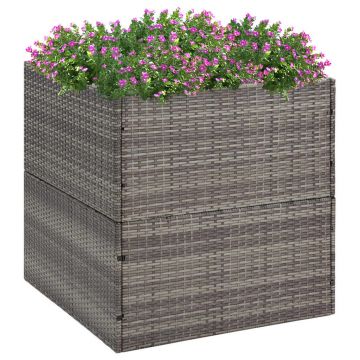 Gossi jardiniera de gradina, gri, 80x80x80 cm, poliratan