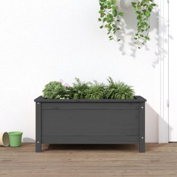 Gossi jardiniera de gradina, gri, 82,5x40x39 cm, lemn masiv pin