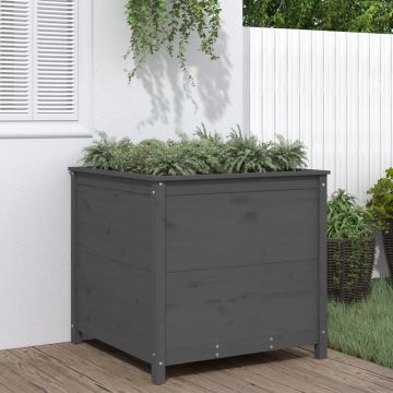 Gossi jardiniera de gradina, gri, 82,5x82,5x78 cm, lemn masiv de pin
