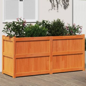 Gossi jardiniera de gradina, maro ceruit, 150x50x70cm, lemn masiv pin