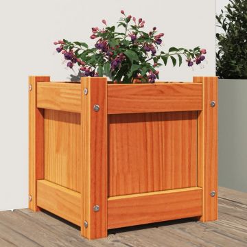 Gossi jardiniera de gradina, maro ceruit, 31x31x31 cm, lemn masiv pin
