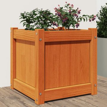 Gossi jardiniera de gradina, maro ceruit, 40x40x40 cm, lemn masiv pin