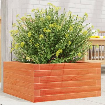 Gossi jardiniera de gradina, maro ceruit, 50x50x23 cm, lemn masiv pin