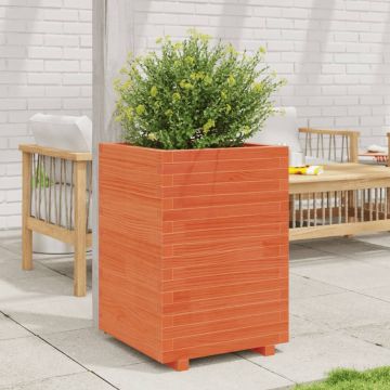 Gossi jardiniera de gradina, maro ceruit 50x50x72,5 cm lemn masiv pin