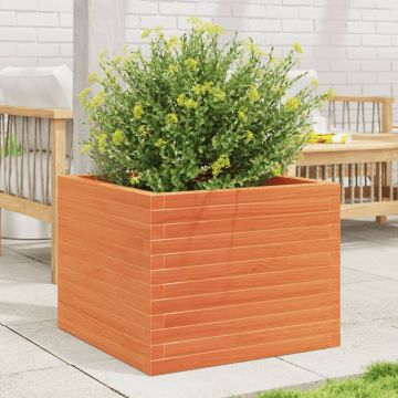 Gossi jardiniera de gradina, maro ceruit, 60x60x46 cm, lemn masiv pin