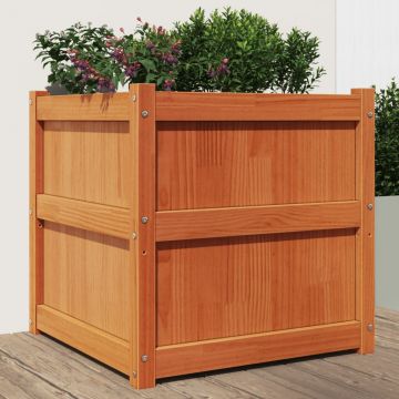 Gossi jardiniera de gradina, maro ceruit, 60x60x60 cm, lemn masiv pin