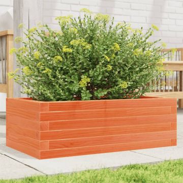 Gossi jardiniera de gradina, maro ceruit, 70x40x23 cm, lemn masiv pin