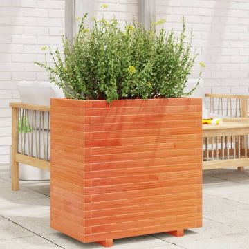 Gossi jardiniera de gradina, maro ceruit, 70x40x72 cm, lemn masiv pin