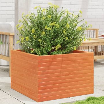 Gossi jardiniera de gradina, maro ceruit, 70x70x46 cm, lemn masiv pin