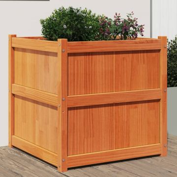 Gossi jardiniera de gradina, maro ceruit, 70x70x70 cm, lemn masiv pin